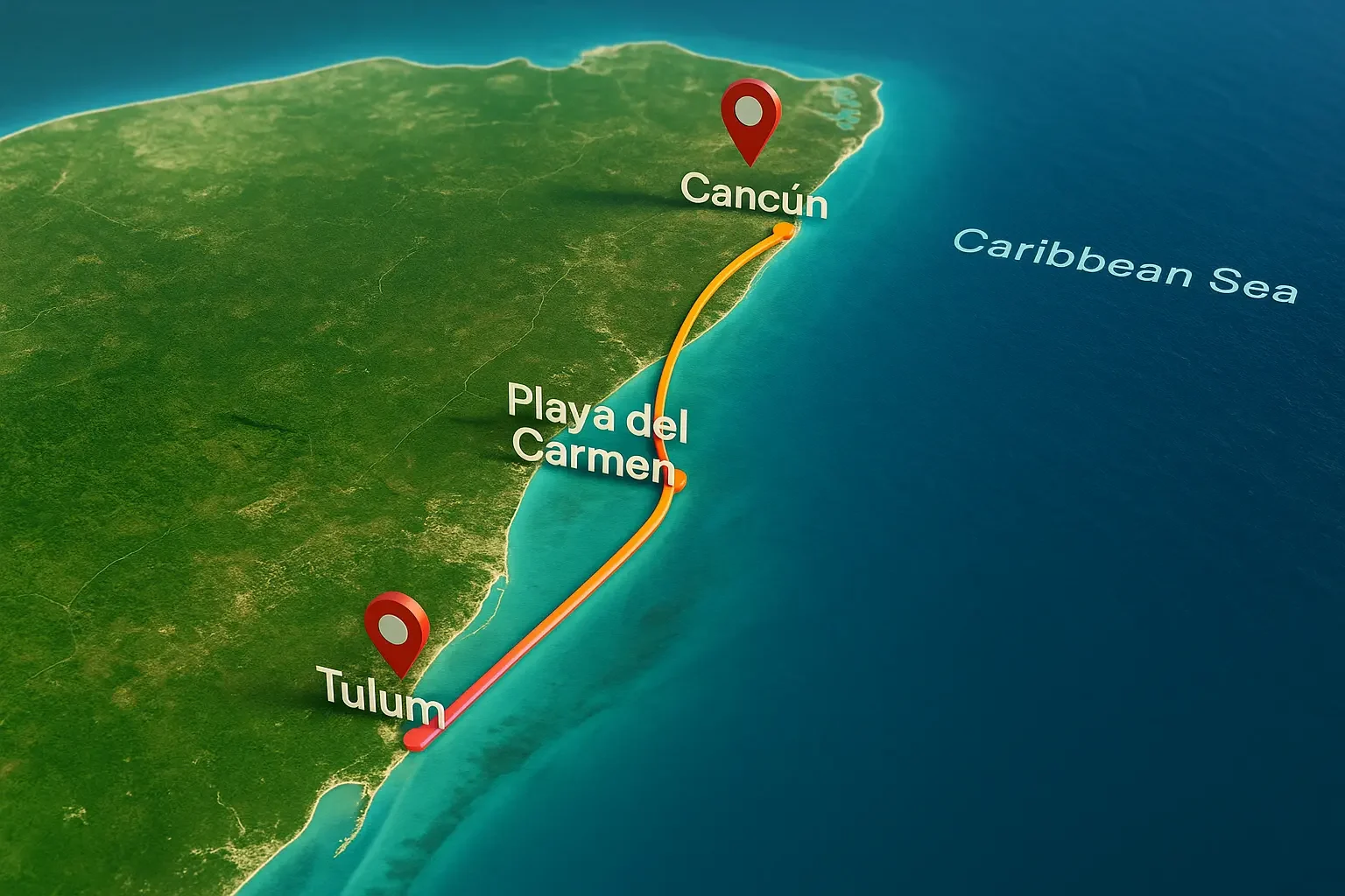 Riviera Maya delivery coverage including Cancún, Playa del Carmen, Tulum, and hotel corridors.